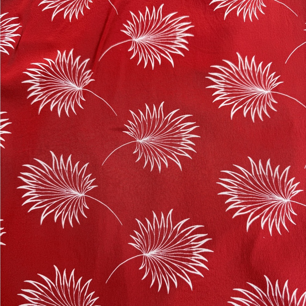 Madewell 100% Silk Red Palm Print Off Shoulder Dress Medium - Picture 10 of 10